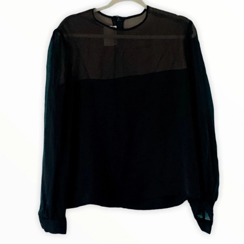 VTG David Hayes Black Sheer Silk Blouse 14 - Picture 3 of 8